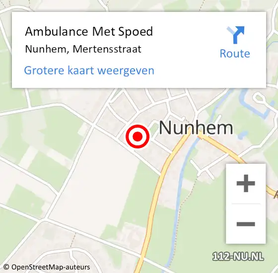 Locatie op kaart van de 112 melding: Ambulance Met Spoed Naar Nunhem, Mertensstraat op 8 augustus 2016 15:11