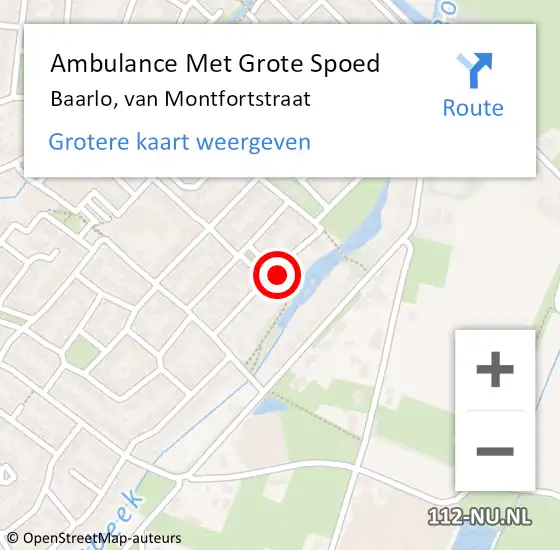 Locatie op kaart van de 112 melding: Ambulance Met Grote Spoed Naar Baarlo, van Montfortstraat op 8 augustus 2016 15:46