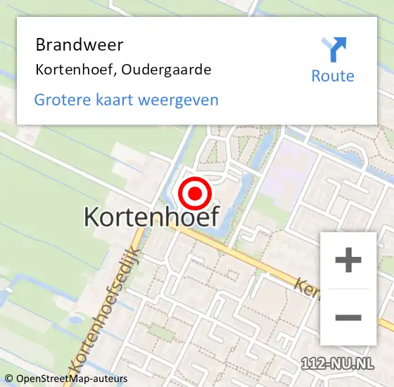 Locatie op kaart van de 112 melding: Brandweer Kortenhoef, Oudergaarde op 8 augustus 2016 16:18