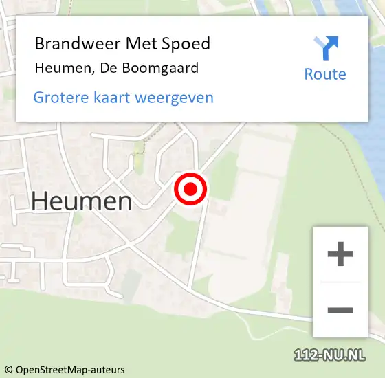 Locatie op kaart van de 112 melding: Brandweer Met Spoed Naar Heumen, De Boomgaard op 8 augustus 2016 16:41