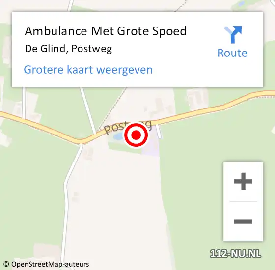 Locatie op kaart van de 112 melding: Ambulance Met Grote Spoed Naar De Glind, Postweg op 8 augustus 2016 17:46