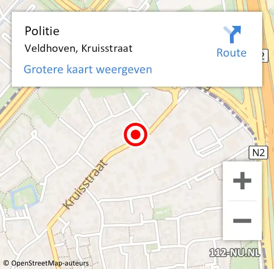 Locatie op kaart van de 112 melding: Politie Veldhoven, Kruisstraat op 8 augustus 2016 18:29