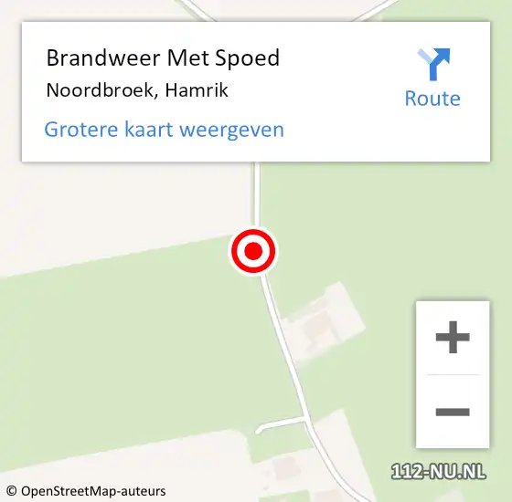 Locatie op kaart van de 112 melding: Brandweer Met Spoed Naar Noordbroek, Hamrik op 8 augustus 2016 19:12