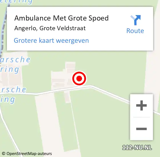 Locatie op kaart van de 112 melding: Ambulance Met Grote Spoed Naar Angerlo, Grote Veldstraat op 8 augustus 2016 20:14