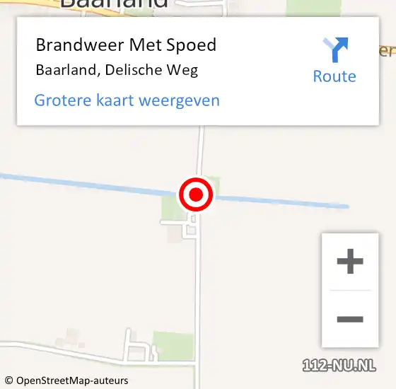 Locatie op kaart van de 112 melding: Brandweer Met Spoed Naar Baarland, Delische Weg op 8 augustus 2016 20:16