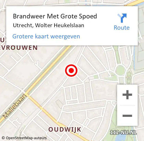 Locatie op kaart van de 112 melding: Brandweer Met Grote Spoed Naar Utrecht, Wolter Heukelslaan op 8 augustus 2016 20:16