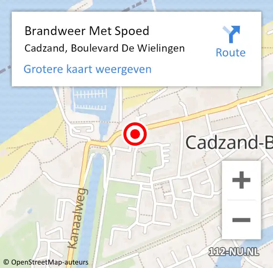 Locatie op kaart van de 112 melding: Brandweer Met Spoed Naar Cadzand, Boulevard De Wielingen op 8 augustus 2016 22:47