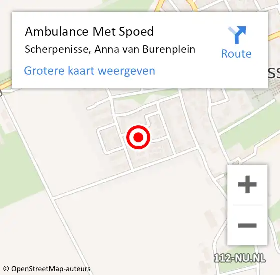 Locatie op kaart van de 112 melding: Ambulance Met Spoed Naar Scherpenisse, Anna van Burenplein op 8 augustus 2016 22:48