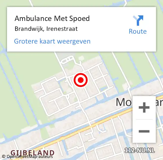 Locatie op kaart van de 112 melding: Ambulance Met Spoed Naar Brandwijk, Irenestraat op 8 augustus 2016 23:04