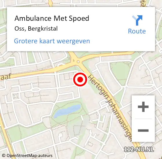 Locatie op kaart van de 112 melding: Ambulance Met Spoed Naar Oss, Bergkristal op 9 augustus 2016 00:54