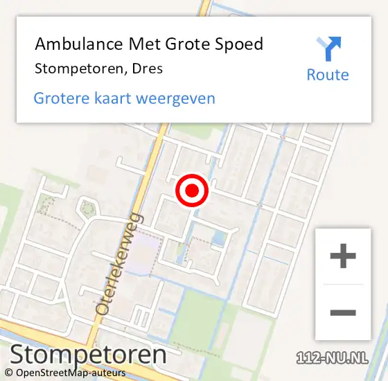 Locatie op kaart van de 112 melding: Ambulance Met Grote Spoed Naar Stompetoren, Dres op 9 augustus 2016 06:42