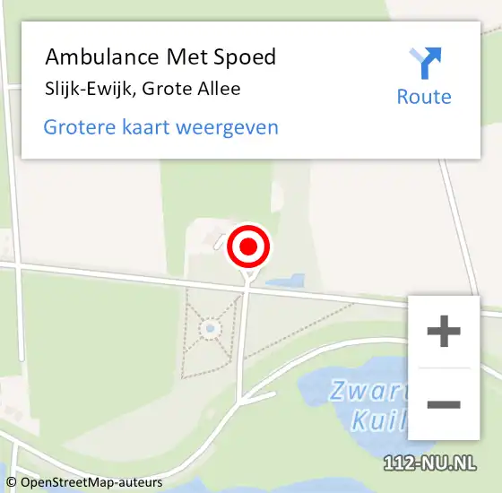 Locatie op kaart van de 112 melding: Ambulance Met Spoed Naar Slijk-Ewijk, Grote Allee op 9 augustus 2016 08:49