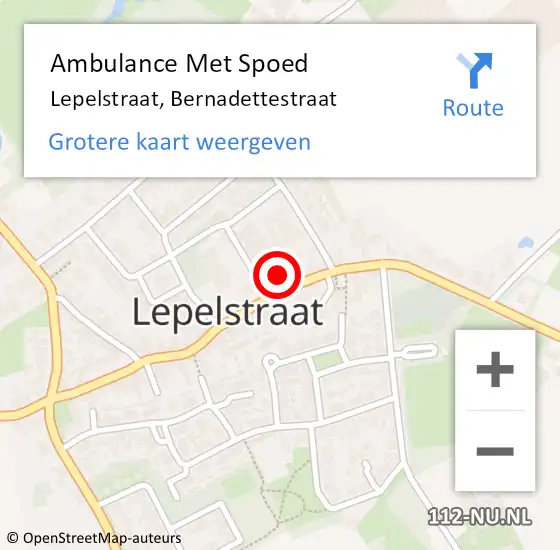 Locatie op kaart van de 112 melding: Ambulance Met Spoed Naar Lepelstraat, Bernadettestraat op 9 augustus 2016 09:00