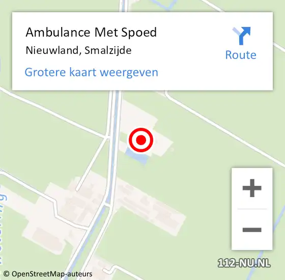 Locatie op kaart van de 112 melding: Ambulance Met Spoed Naar Nieuwland, Smalzijde op 9 augustus 2016 09:23