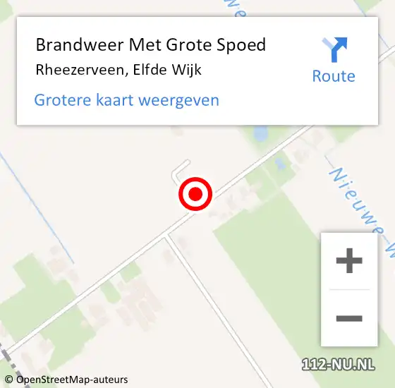 Locatie op kaart van de 112 melding: Brandweer Met Grote Spoed Naar Rheezerveen, Elfde Wijk op 23 december 2013 18:57