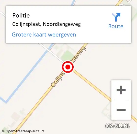 Locatie op kaart van de 112 melding: Politie Colijnsplaat, Noordlangeweg op 9 augustus 2016 11:47