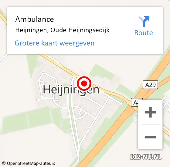 Locatie op kaart van de 112 melding: Ambulance Heijningen, Oude Heijningsedijk op 9 augustus 2016 11:54