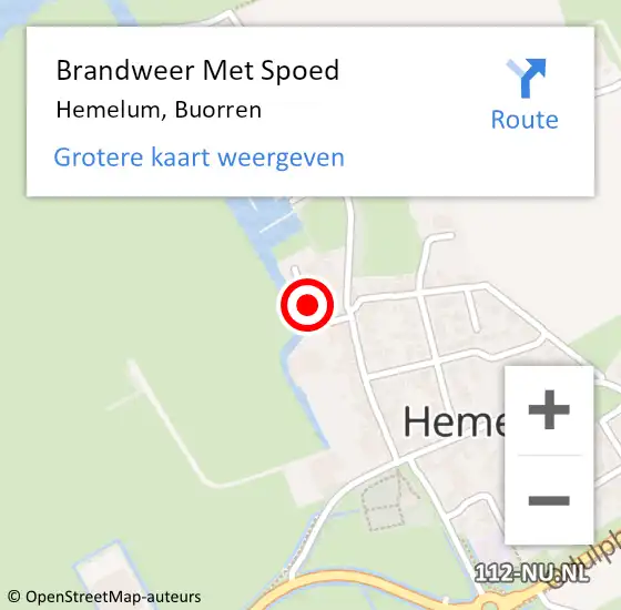 Locatie op kaart van de 112 melding: Brandweer Met Spoed Naar Hemelum, Buorren op 23 december 2013 19:10