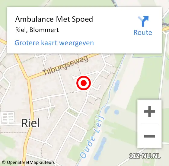 Locatie op kaart van de 112 melding: Ambulance Met Spoed Naar Riel, Blommert op 9 augustus 2016 12:40