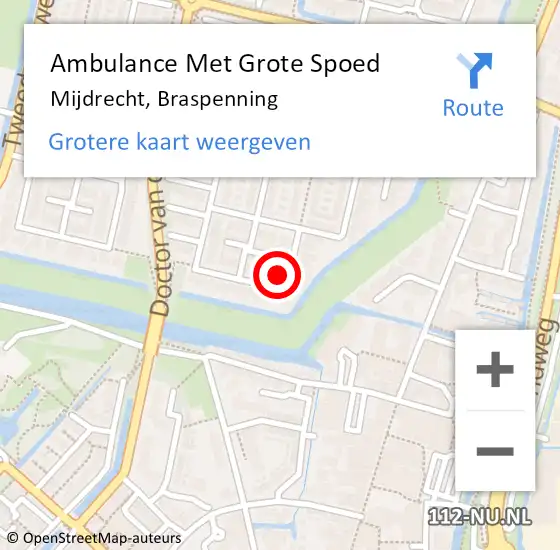 Locatie op kaart van de 112 melding: Ambulance Met Grote Spoed Naar Mijdrecht, Braspenning op 9 augustus 2016 13:23