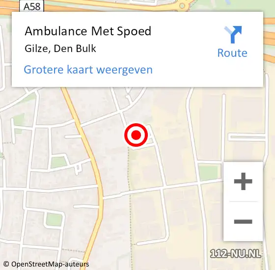 Locatie op kaart van de 112 melding: Ambulance Met Spoed Naar Gilze, Den Bulk op 23 december 2013 19:25