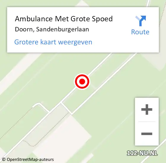 Locatie op kaart van de 112 melding: Ambulance Met Grote Spoed Naar Doorn, Sandenburgerlaan op 9 augustus 2016 17:45