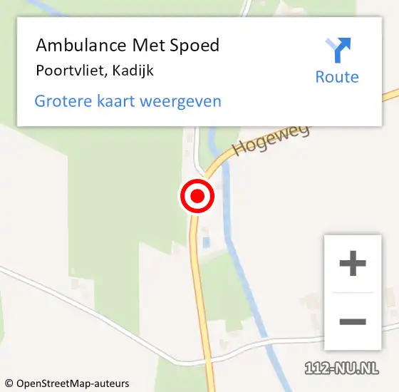 Locatie op kaart van de 112 melding: Ambulance Met Spoed Naar Poortvliet, Kadijk op 9 augustus 2016 18:12