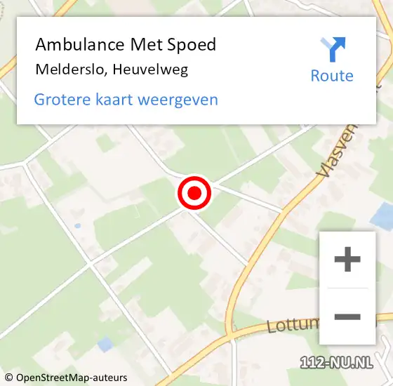 Locatie op kaart van de 112 melding: Ambulance Met Spoed Naar Melderslo, Heuvelweg op 9 augustus 2016 18:45