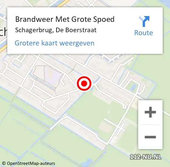 Locatie op kaart van de 112 melding: Brandweer Met Grote Spoed Naar Schagerbrug, De Boerstraat op 9 augustus 2016 19:12