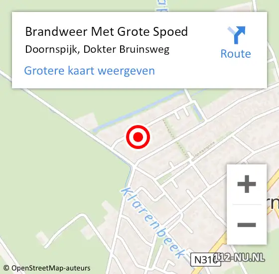 Locatie op kaart van de 112 melding: Brandweer Met Grote Spoed Naar Doornspijk, Dokter Bruinsweg op 9 augustus 2016 19:33