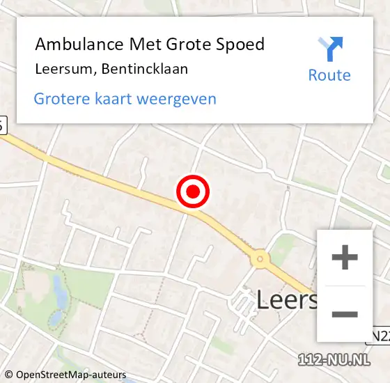 Locatie op kaart van de 112 melding: Ambulance Met Grote Spoed Naar Leersum, Bentincklaan op 9 augustus 2016 20:10