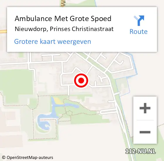 Locatie op kaart van de 112 melding: Ambulance Met Grote Spoed Naar Nieuwdorp, Prinses Christinastraat op 9 augustus 2016 20:46