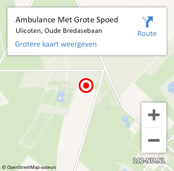 Locatie op kaart van de 112 melding: Ambulance Met Grote Spoed Naar Ulicoten, Oude Bredasebaan op 9 augustus 2016 21:02