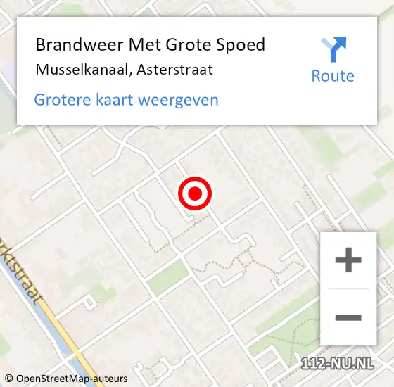 Locatie op kaart van de 112 melding: Brandweer Met Grote Spoed Naar Musselkanaal, Asterstraat op 9 augustus 2016 21:27