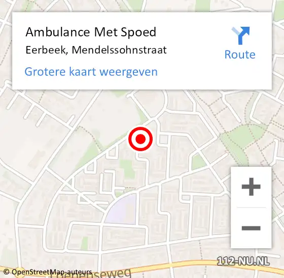 Locatie op kaart van de 112 melding: Ambulance Met Spoed Naar Eerbeek, Mendelssohnstraat op 9 augustus 2016 22:50