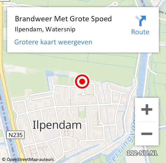 Locatie op kaart van de 112 melding: Brandweer Met Grote Spoed Naar Ilpendam, Watersnip op 9 augustus 2016 23:14