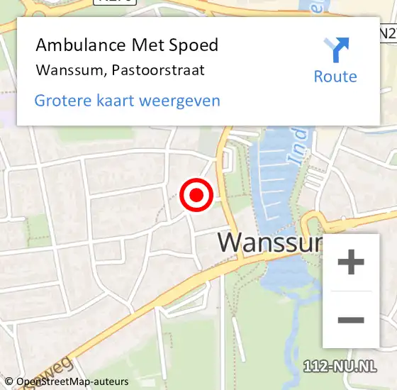 Locatie op kaart van de 112 melding: Ambulance Met Spoed Naar Wanssum, Pastoorstraat op 10 augustus 2016 04:06