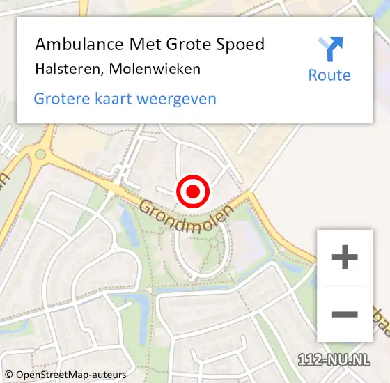 Locatie op kaart van de 112 melding: Ambulance Met Grote Spoed Naar Halsteren, Molenwieken op 10 augustus 2016 05:56