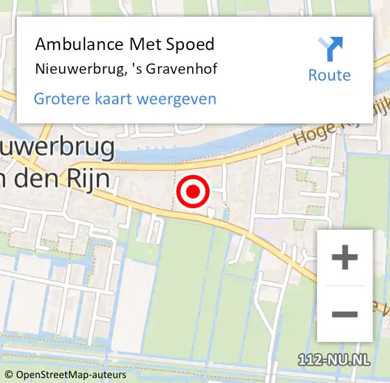 Locatie op kaart van de 112 melding: Ambulance Met Spoed Naar Nieuwerbrug, 's Gravenhof op 10 augustus 2016 07:19