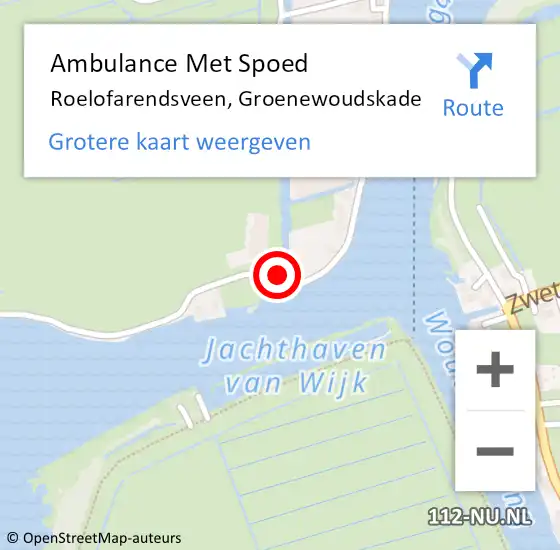 Locatie op kaart van de 112 melding: Ambulance Met Spoed Naar Roelofarendsveen, Groenewoudskade op 10 augustus 2016 08:08