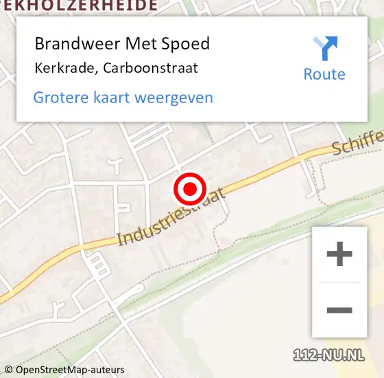 Locatie op kaart van de 112 melding: Brandweer Met Spoed Naar Kerkrade, Carboonstraat op 10 augustus 2016 11:25