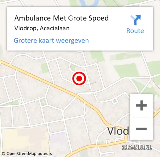 Locatie op kaart van de 112 melding: Ambulance Met Grote Spoed Naar Vlodrop, Acacialaan op 23 december 2013 21:17