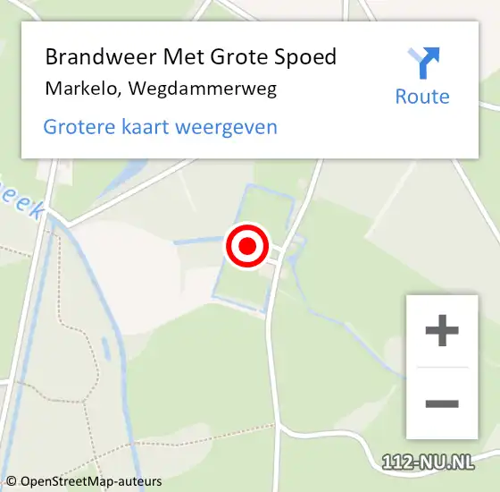 Locatie op kaart van de 112 melding: Brandweer Met Grote Spoed Naar Markelo, Wegdammerweg op 10 augustus 2016 12:21