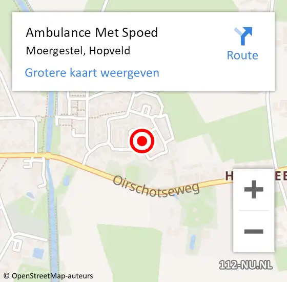 Locatie op kaart van de 112 melding: Ambulance Met Spoed Naar Moergestel, Hopveld op 10 augustus 2016 13:01