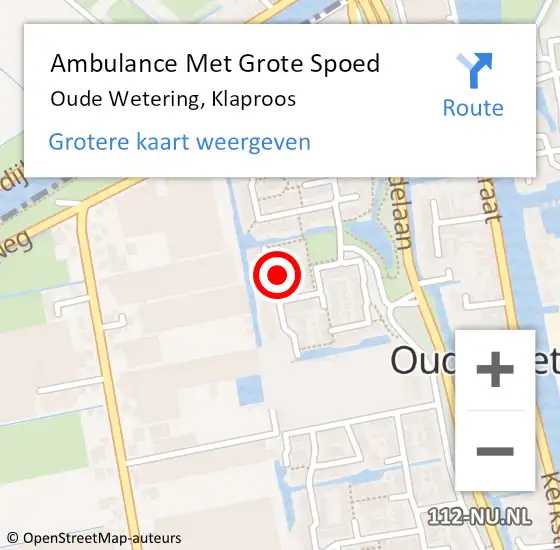 Locatie op kaart van de 112 melding: Ambulance Met Grote Spoed Naar Oude Wetering, Klaproos op 10 augustus 2016 13:34