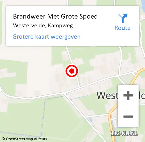 Locatie op kaart van de 112 melding: Brandweer Met Grote Spoed Naar Westervelde, Kampweg op 10 augustus 2016 13:57