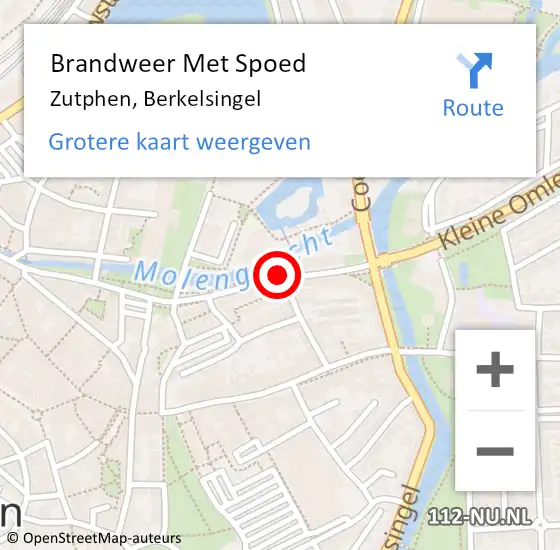 Locatie op kaart van de 112 melding: Brandweer Met Spoed Naar Zutphen, Berkelsingel op 10 augustus 2016 14:45