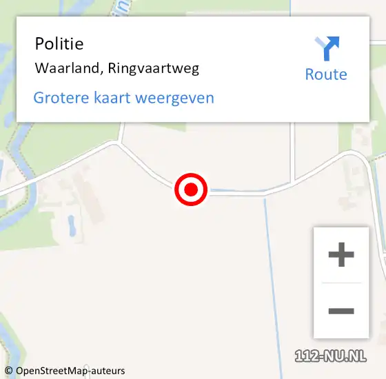 Locatie op kaart van de 112 melding: Politie Waarland, Ringvaartweg op 10 augustus 2016 14:47