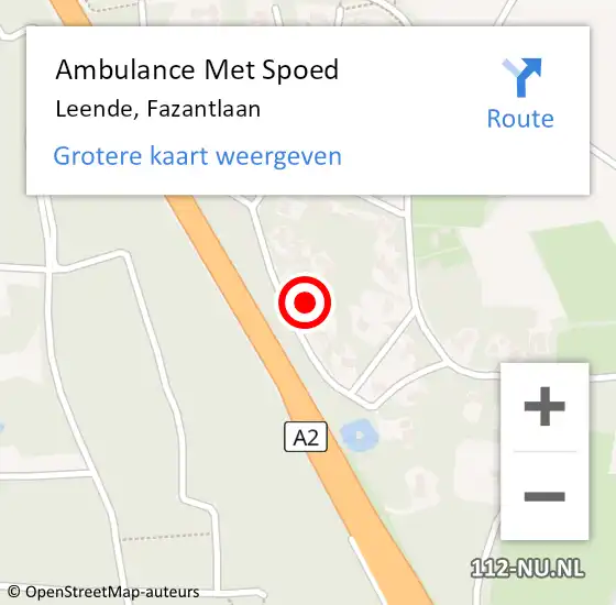 Locatie op kaart van de 112 melding: Ambulance Met Spoed Naar Leende, Fazantlaan op 10 augustus 2016 15:17