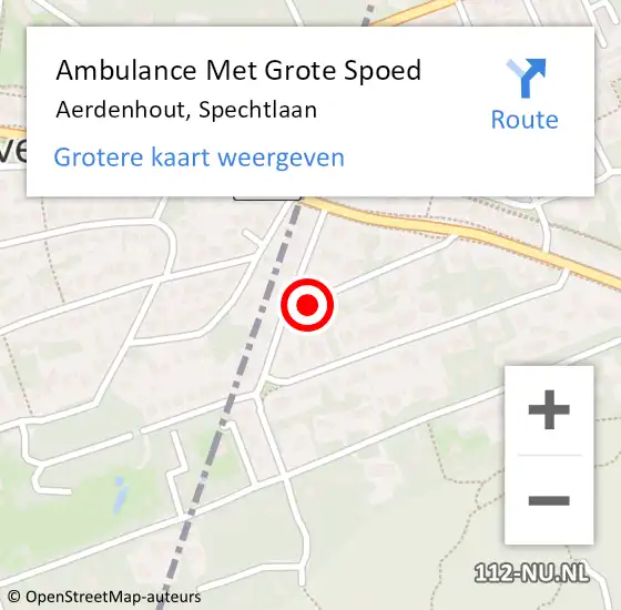 Locatie op kaart van de 112 melding: Ambulance Met Grote Spoed Naar Aerdenhout, Spechtlaan op 10 augustus 2016 15:38